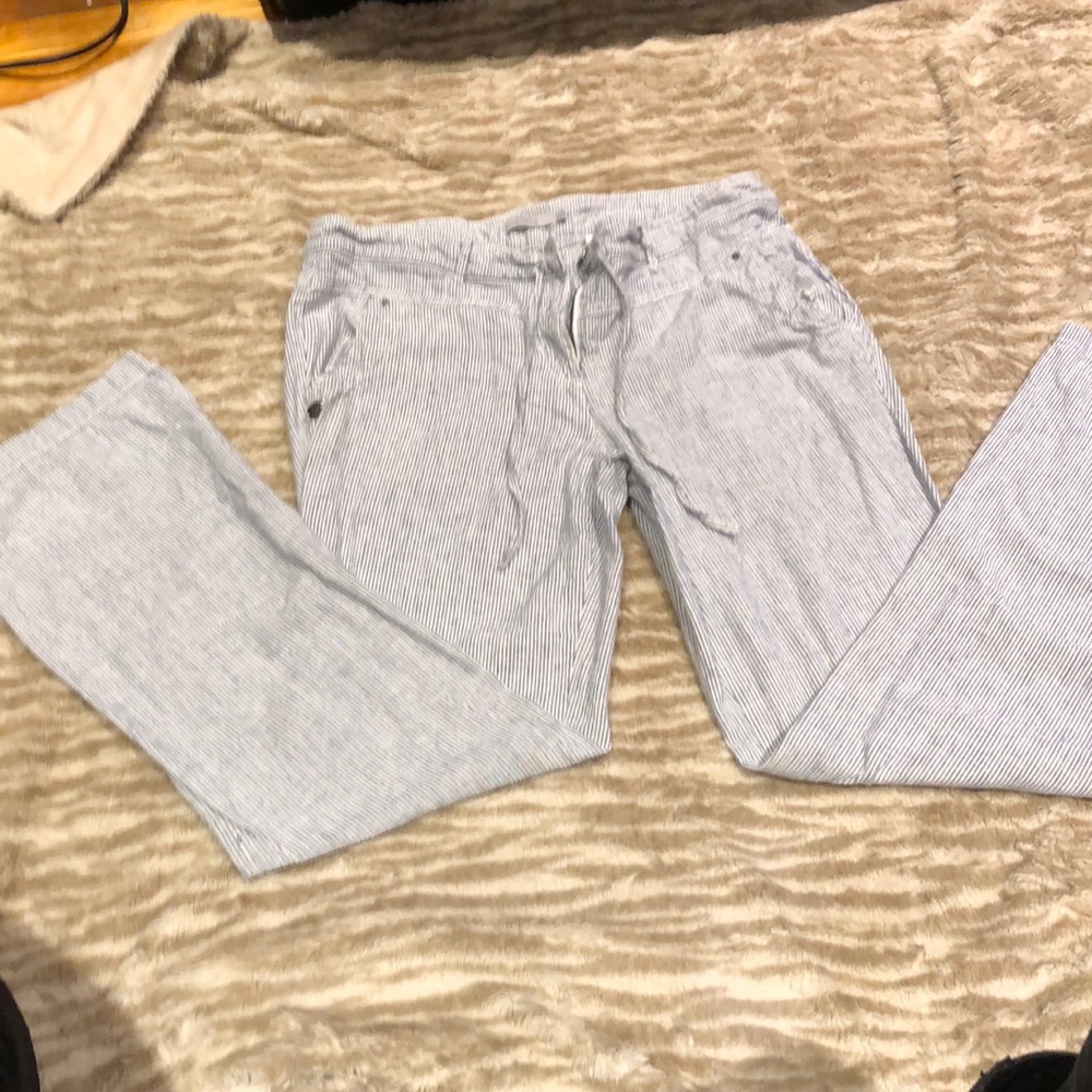 Nice Blue and White Pinstripe Drawstring Pants